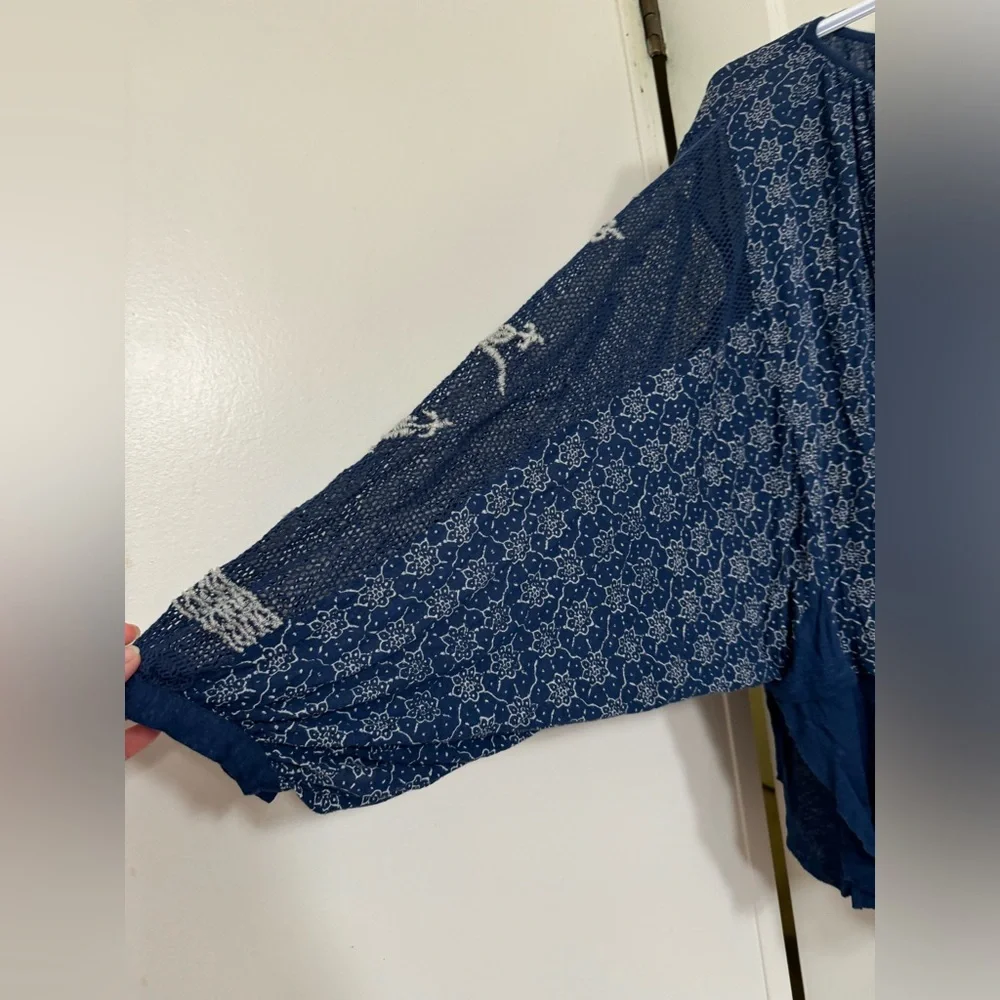 Free People Blue Indigo Dreams Embroidered Tunic Dress Top NWT - Picture 8 of 10